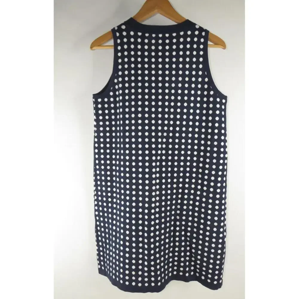 Ann Taylor Loft Sweater Dress Women’s Medium Blue/Wht Polka Dot NWT - Picture 4 of 7